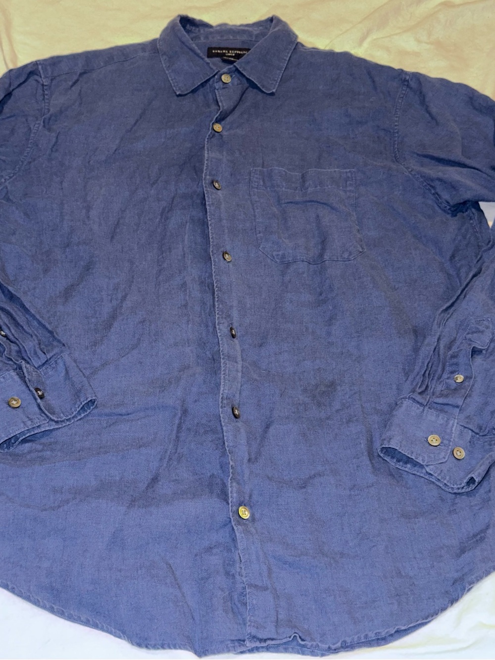 Banana Republic Relaxed Blue 100% Linen Button-Down Shirt